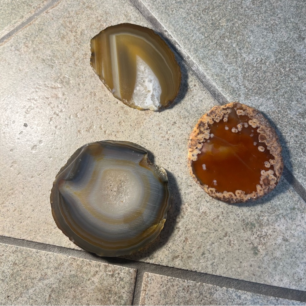 Polished Agate Stone Coaster - Brown and Gray